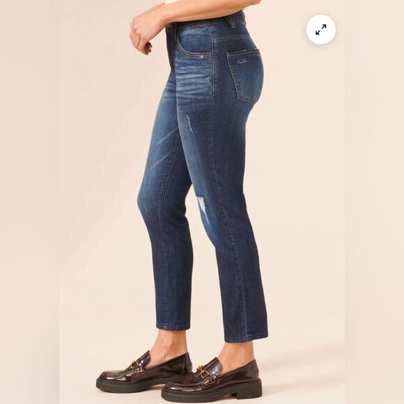 NWOT- “Ab"solution® High Rise Distressed Blue Denim Skinny Jeans- size 2 - Picture 3 of 6